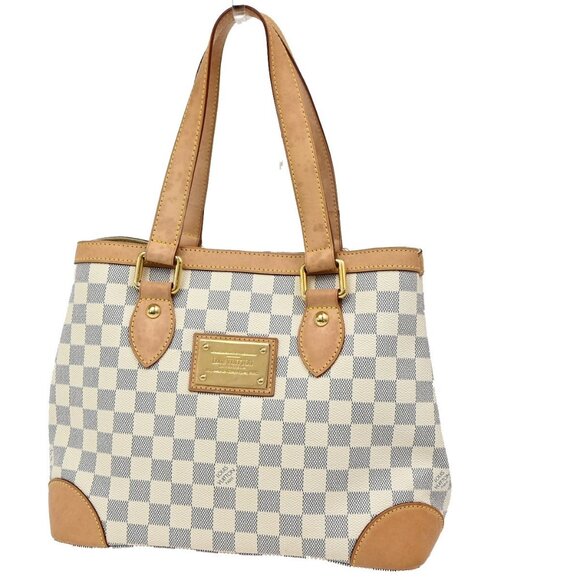 LOUIS VUITTON Hampstead PM Shoulder Bag Damier Azur Leather White - Picture 1 of 16